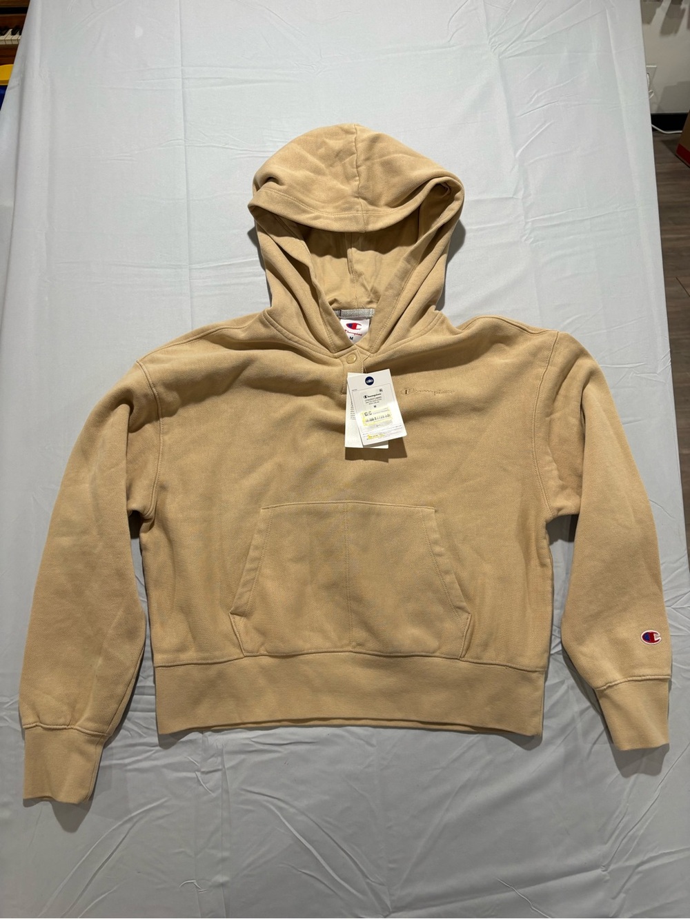 Champion Women's Tan Hooded Crewneck Sweatshirt